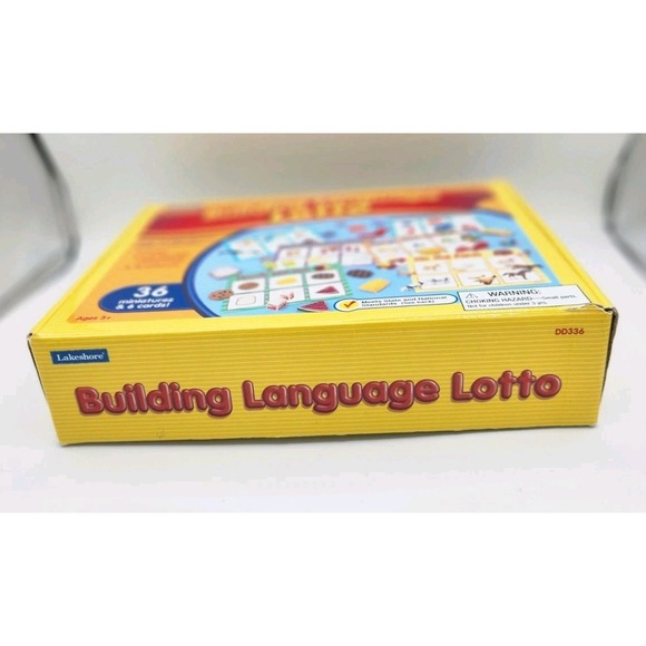 Lakeshore Building Language Lotto Educational Game 6 Cards 35/36 Mini Objects - Picture 3 of 4